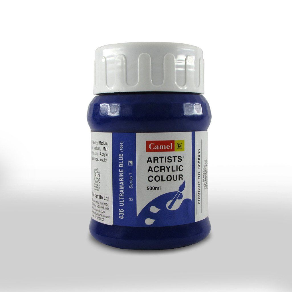 Camel Artists' Acrylic Colour - Ultramarine Blue (436) - Jar of 500 ML