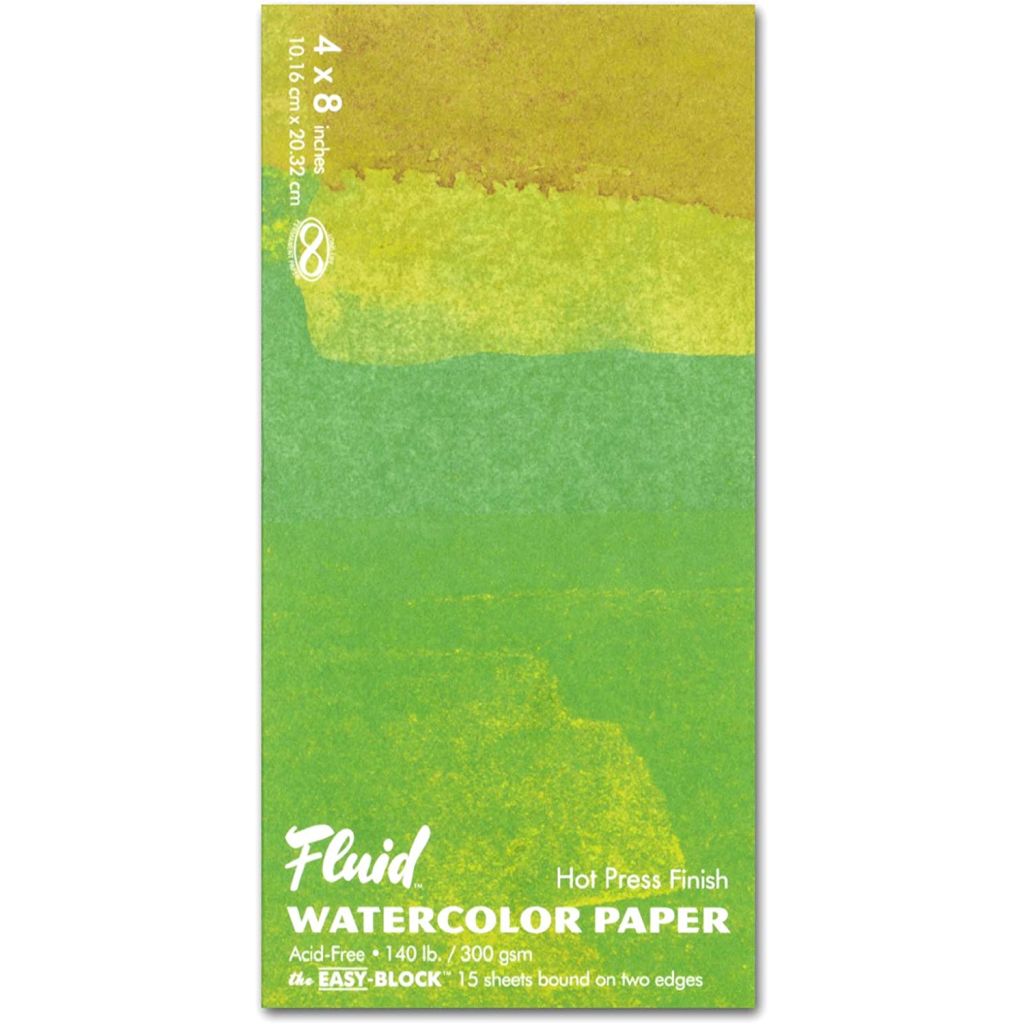 Speedball Fluid Watercolour Paper - Hot Press 300 GSM - 10.16 cm x 20.32 cm or 4