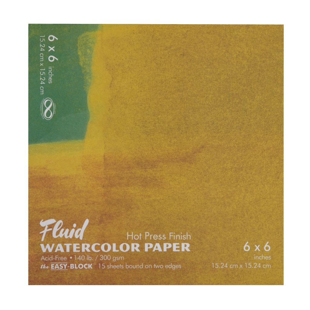 Speedball Fluid Watercolour Paper - Hot Press 300 GSM - 15.24 cm x 15.24 cm or 6