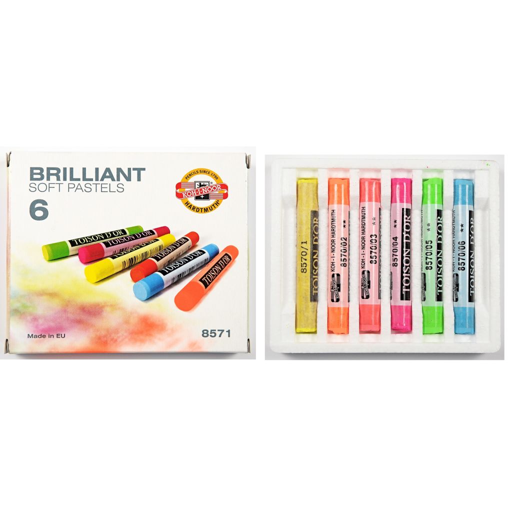 Koh-I-Noor Toison D'Or Artist's Quality Soft Pastel - Set of 6 - Fluorescent Colour