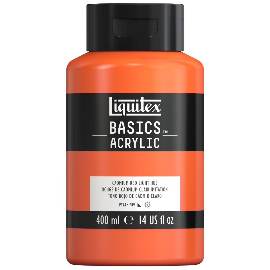 Liquitex Basics Acrylic Colour - Jar of 400 ML - Cadmium Red Light Hue (510)