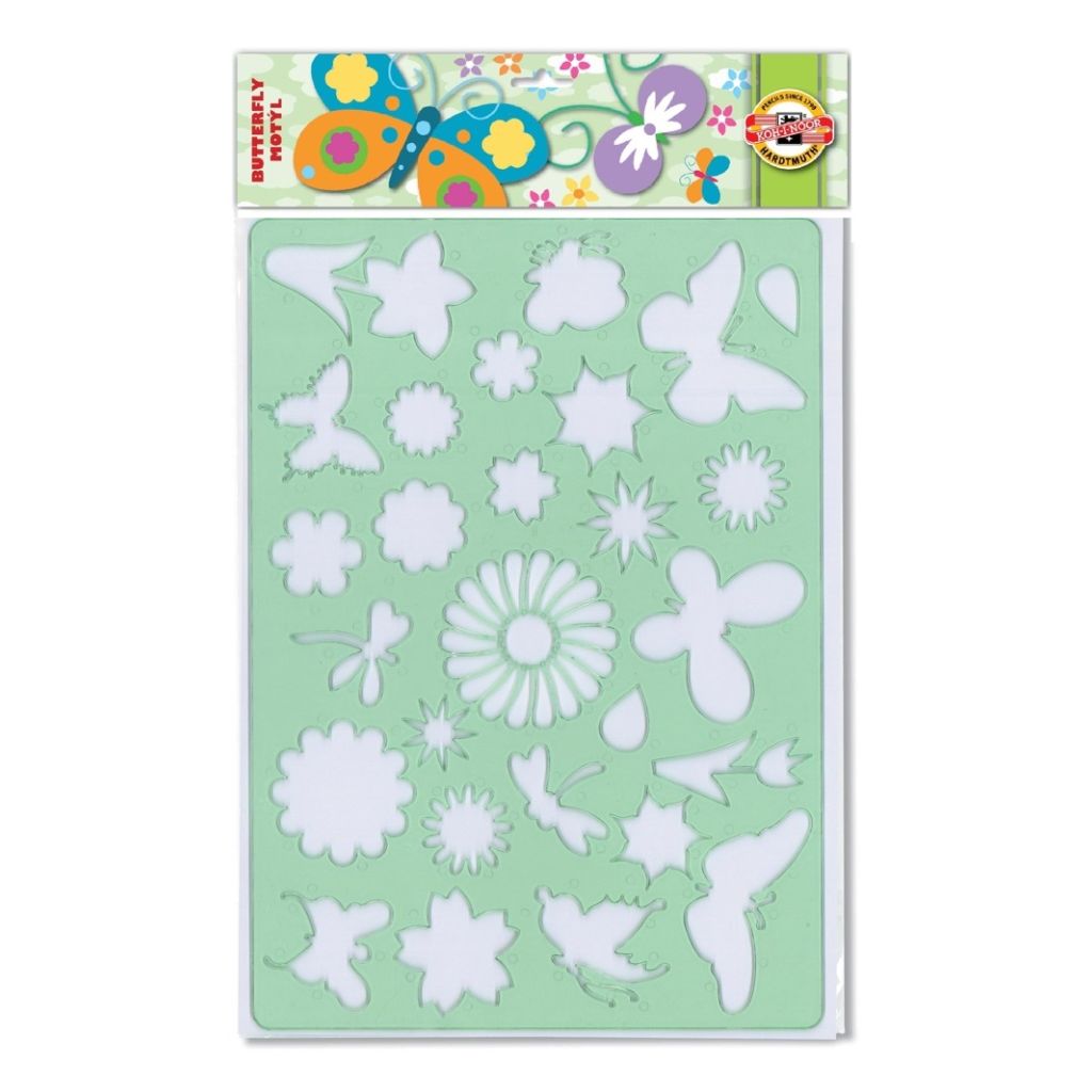 Koh-I-Noor Hardtmuth Drawing Template - Butterfly Stencil - 27 designs - 31.5 cm X 20 cm