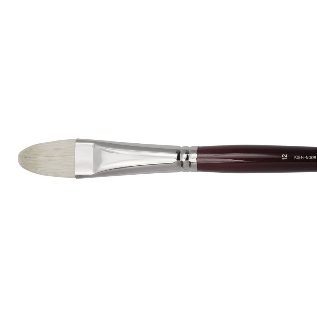 Koh-I-Noor Hardtmuth Chongqing Hog Hair Artists' Brush - Silver Collection - Filbert - Long Handle - Size : 12