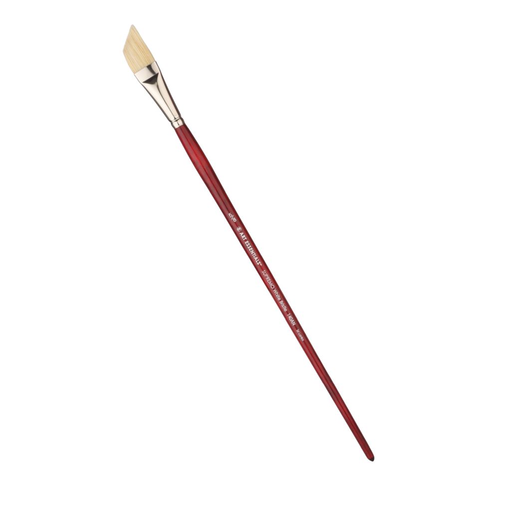 Art Essentials SUPREMO White Hog Bristle Brush - Series 140AN - Angular - Long Handle - Size: 5/8