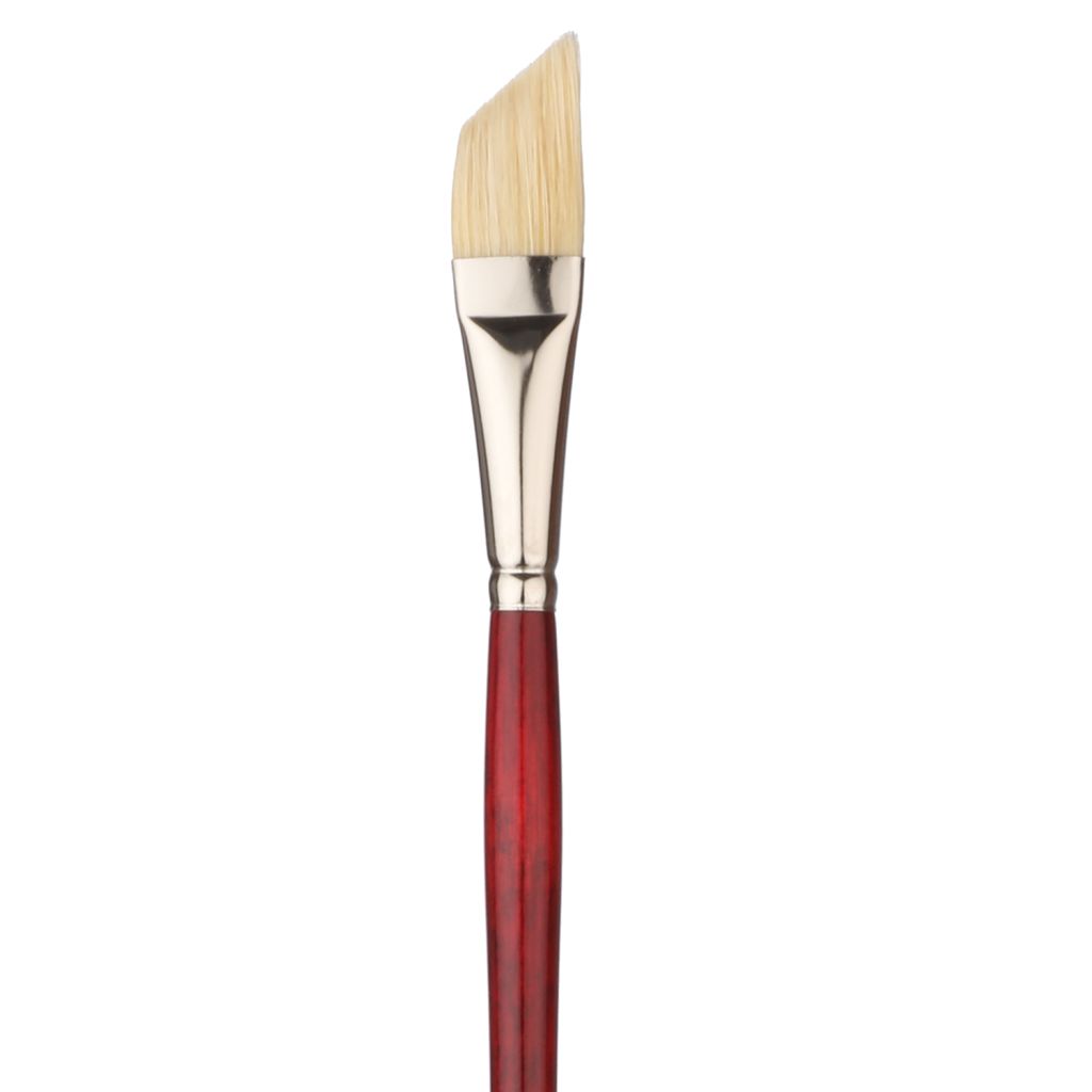 Art Essentials SUPREMO White Hog Bristle Brush - Series 140AN - Angular - Long Handle - Size: 5/8