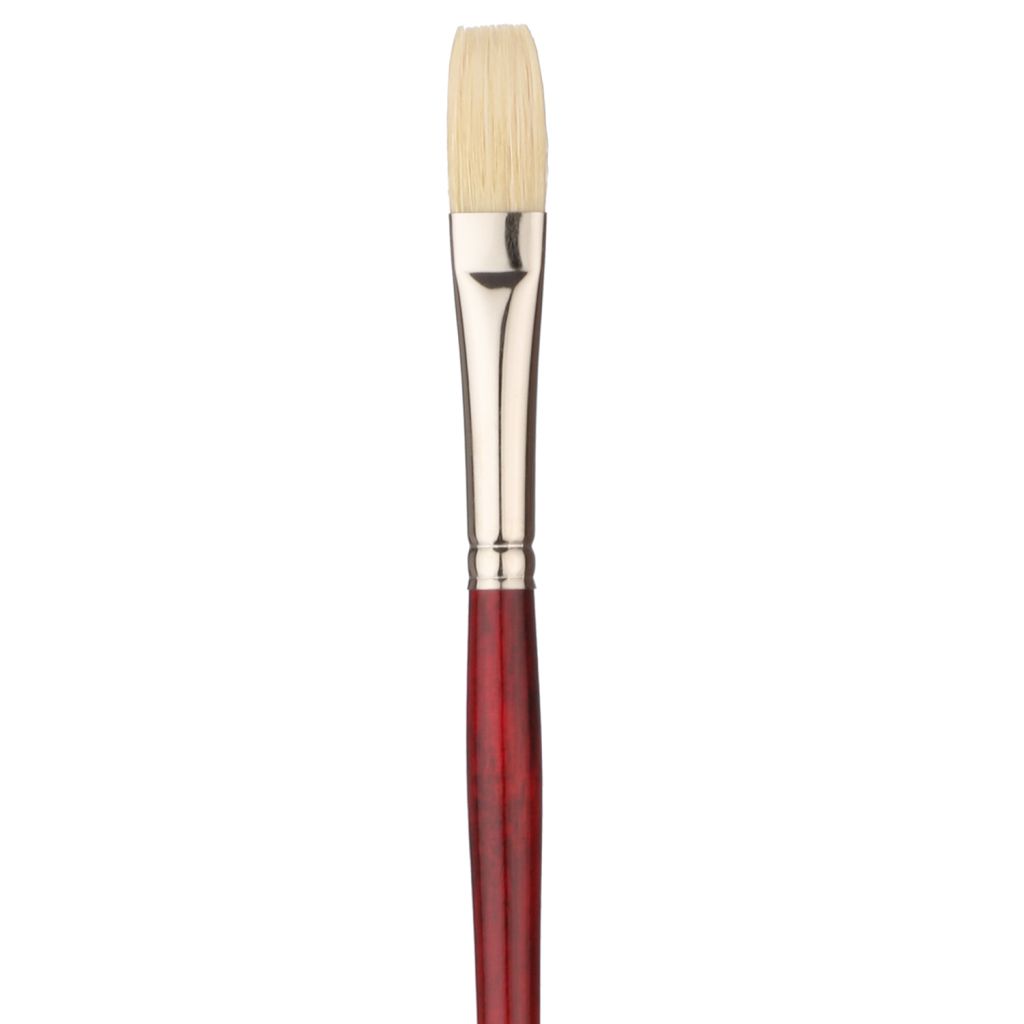 Art Essentials SUPREMO White Hog Bristle Brush - Series 140F - Flat - Long Handle - Size: 8