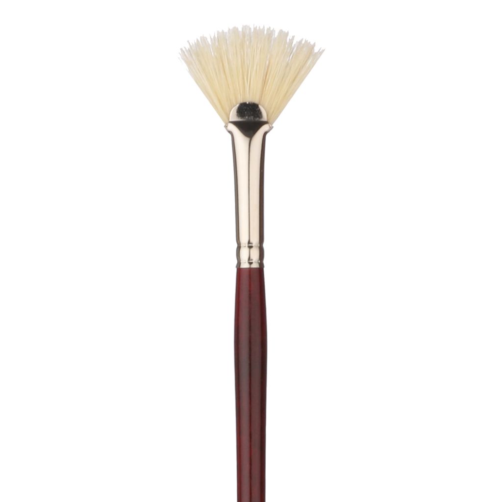 Art Essentials SUPREMO White Hog Bristle Brush - Series 140FAN - Fan - Long Handle - Size: 4