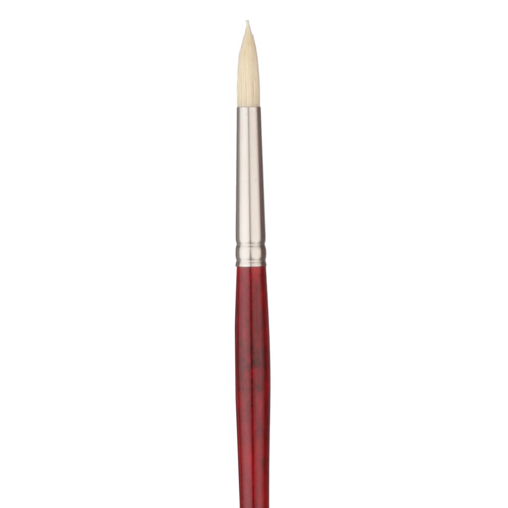 Art Essentials SUPREMO White Hog Bristle Brush - Series 140R - Round - Long Handle - Size: 6