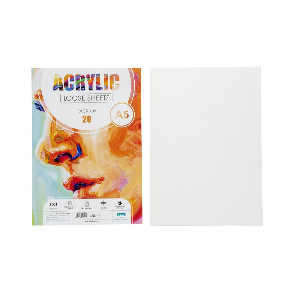 Scholar Artists' Acrylic Painting - A5 Smooth 360 GSM Poly Pack of 20 ...