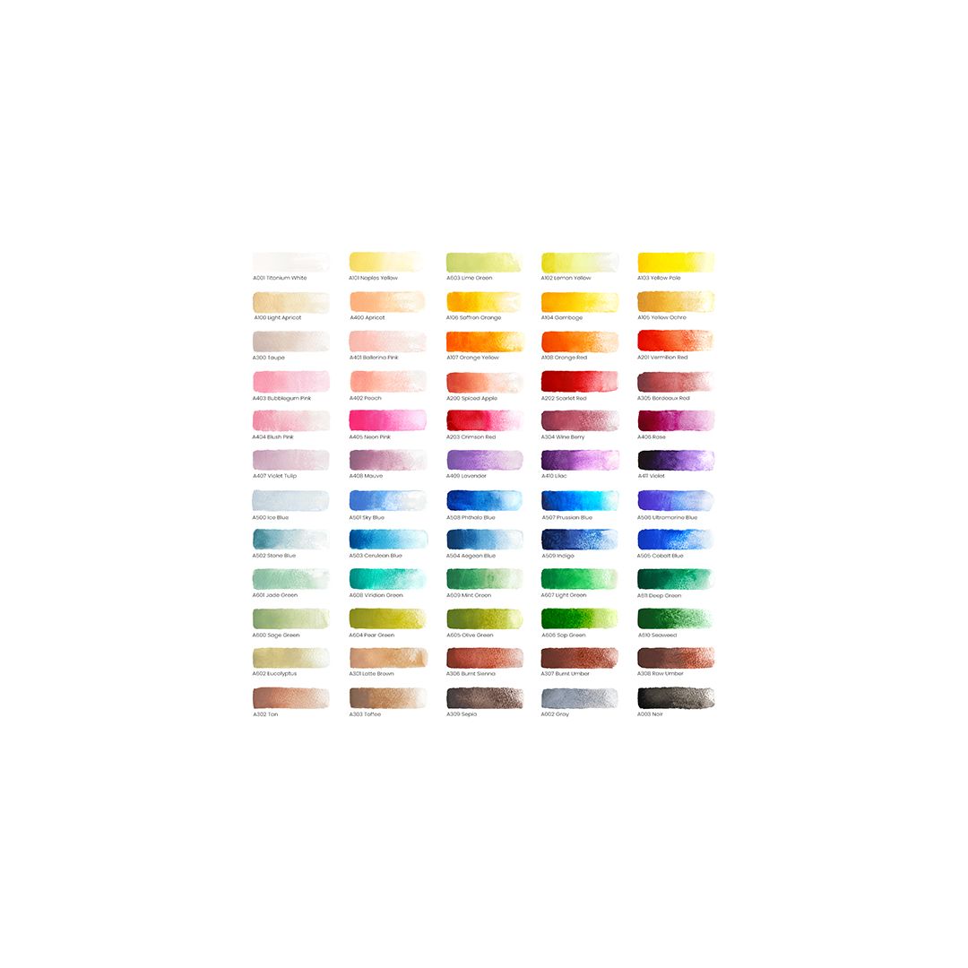 Arteza Premium Watercolours - Assorted Set of 60 x 12 ML Tubes - Non Toxic - Ideal for Art & Craft