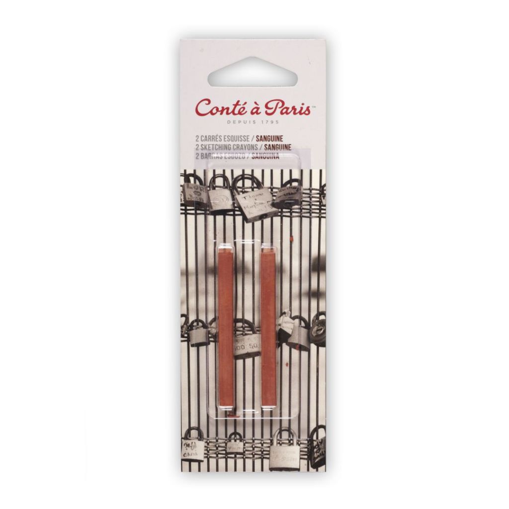 Conte a' Paris Sketching Carres Crayons - Sanguine - Blister Pack of 2