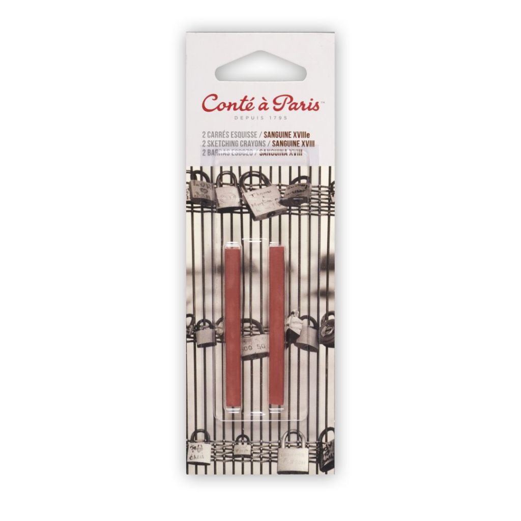 Conte a' Paris Sketching Carres Crayons - Sanguine XVIII - Blister Pack of 2