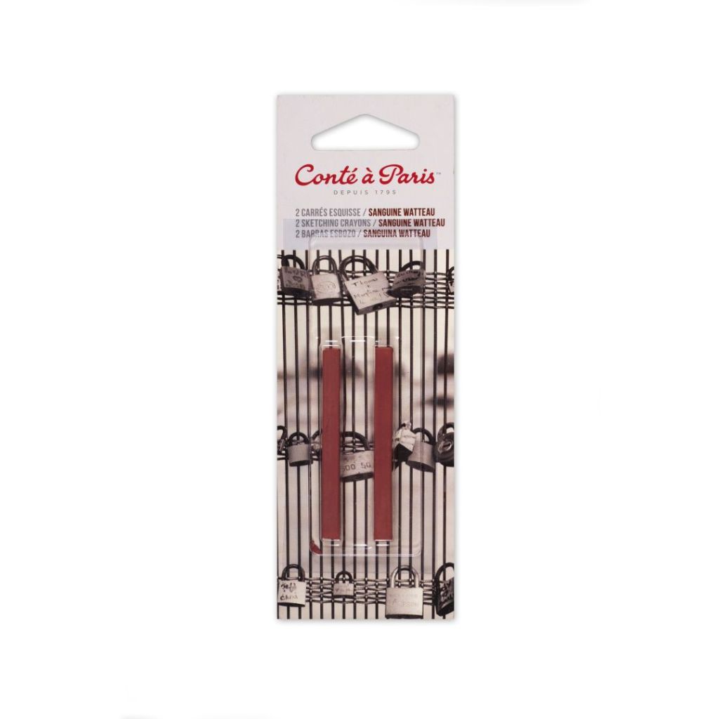 Conte a' Paris Sketching Carres Crayons - Sanguine Watteau - Blister Pack of 2