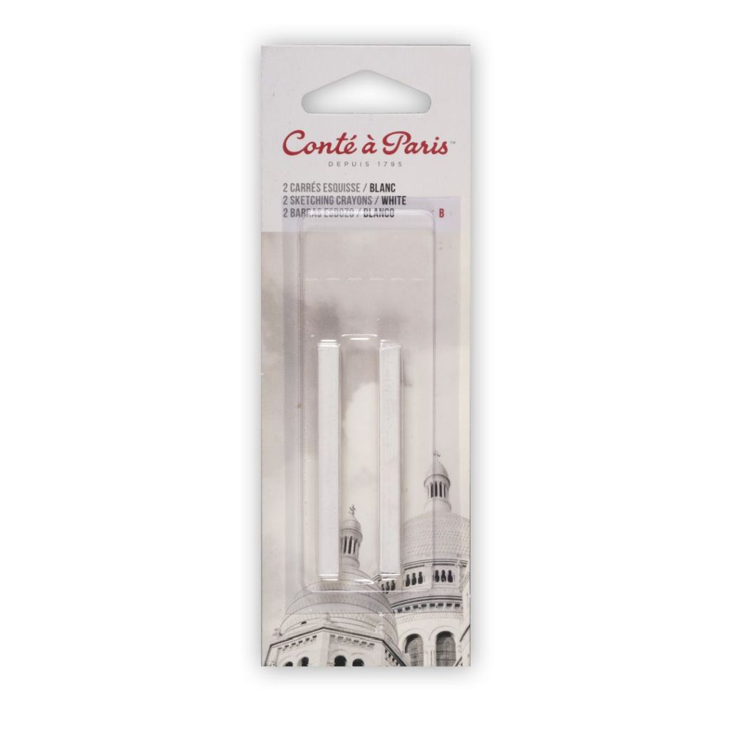 Conte a' Paris Sketching Carres Crayons - White - Blister Pack of 2 - B