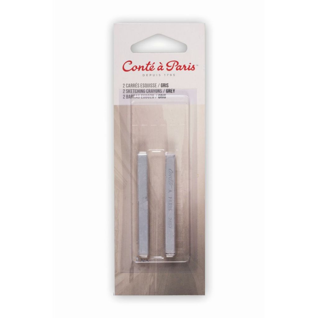 Conte a' Paris Sketching Carres Crayons - Grey - Blister Pack of 2