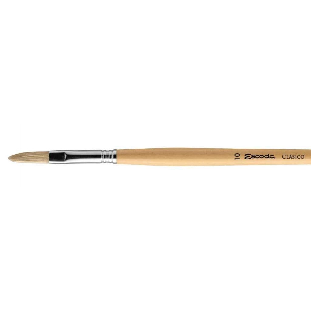 Escoda Clasico White Chungking Hog Bristle Brush - Series 5030 - Filbert - Long Handle - Size: 16