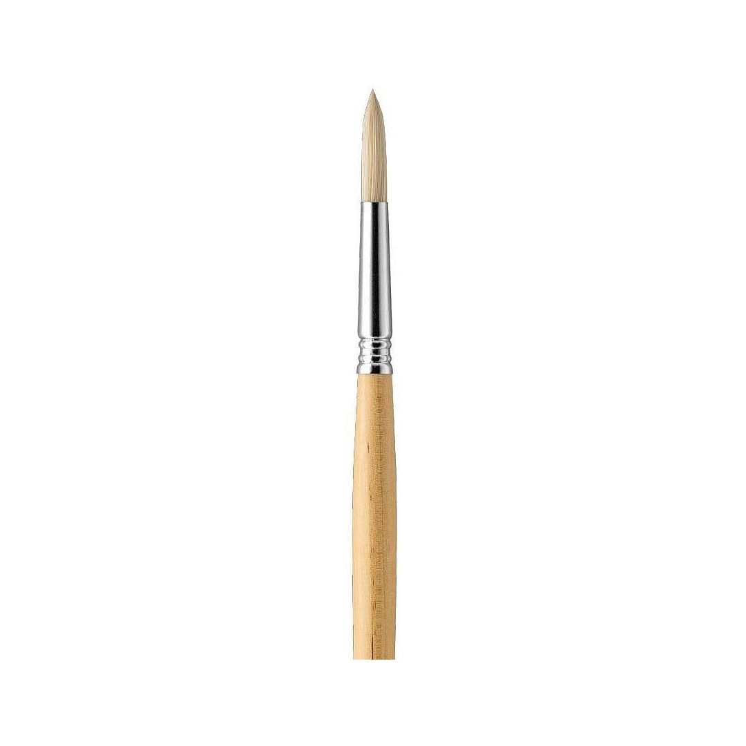 Escoda Clasico White Chungking Hog Bristle Brush - Series 5131 - Round Pointed - Long Handle - Size: 2/0