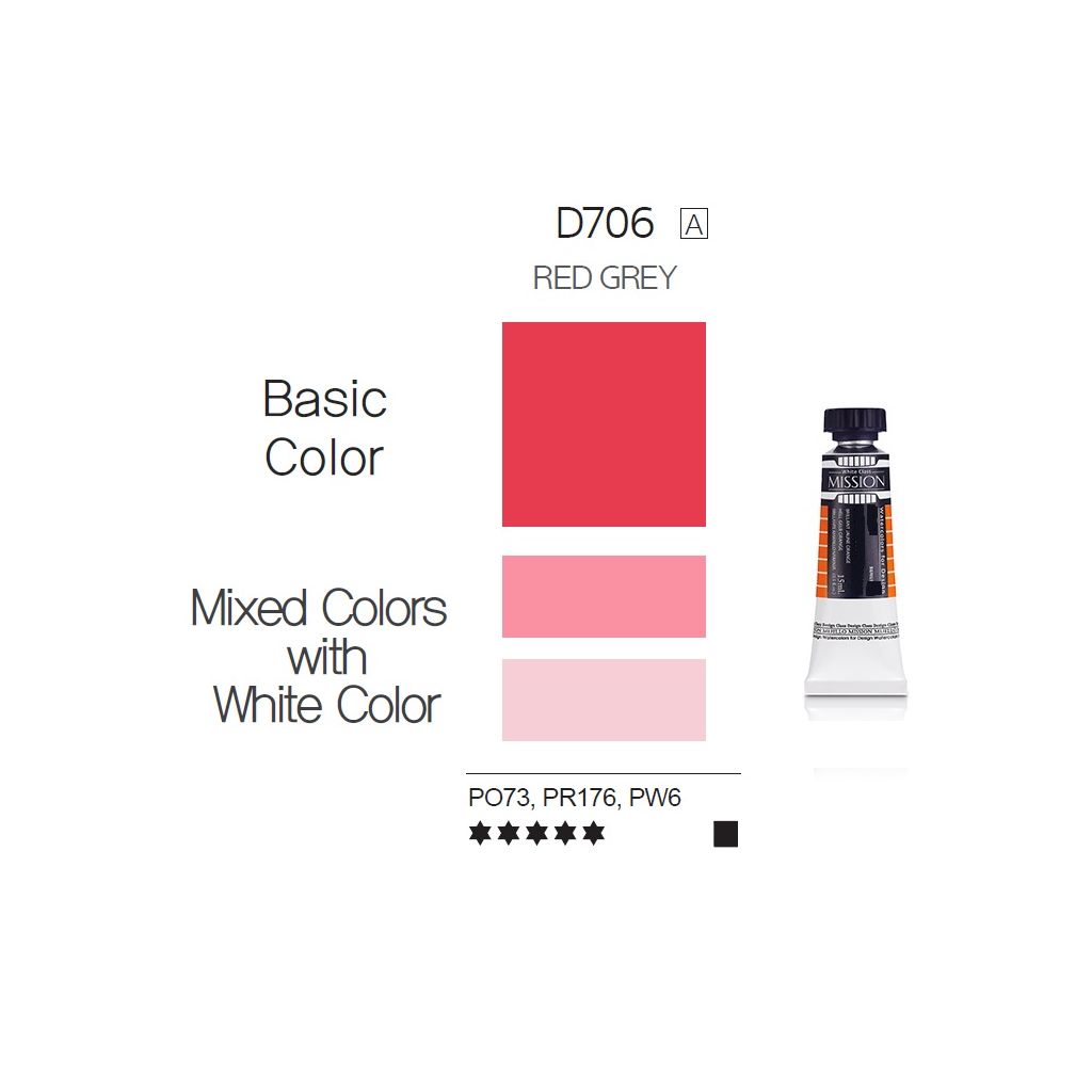 Mijello Mission White Class Hybrid Designers Gouache - Red Grey (706) - 15 ML