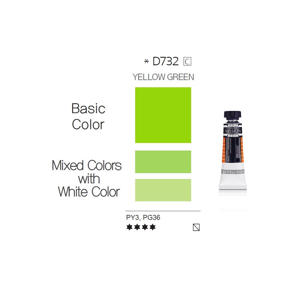 Mijello Mission White Class Hybrid Designers Gouache - Yellow Green (732) - 15 ML