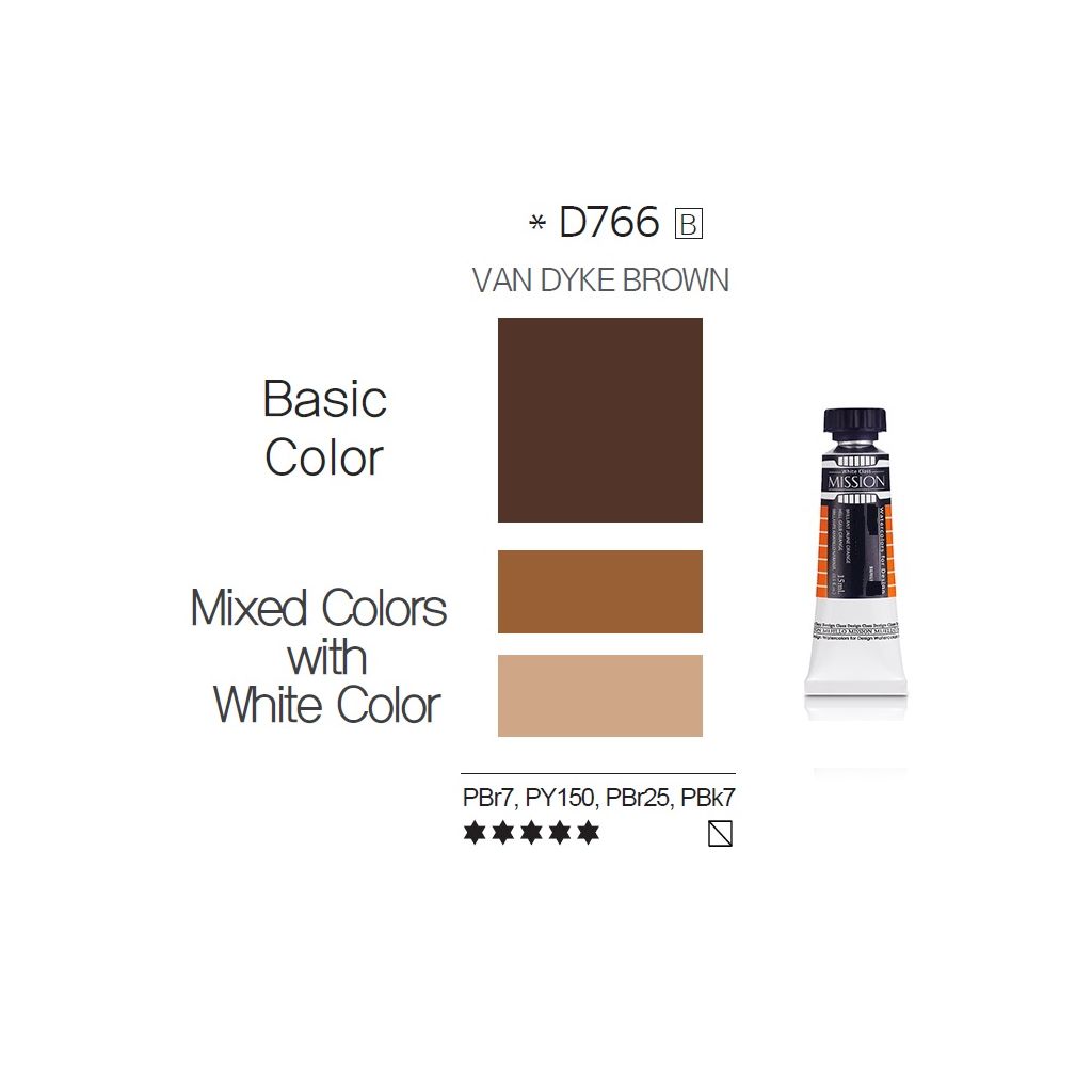 Mijello Mission White Class Hybrid Designers Gouache - Van Dyke Brown (766) - 15 ML