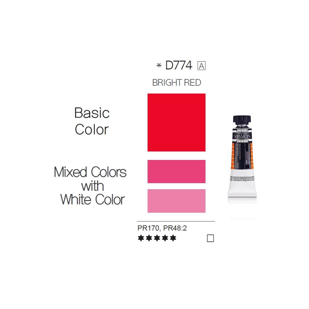 Mijello Mission White Class Hybrid Designers Gouache - Bright Red (774) - 15 ML