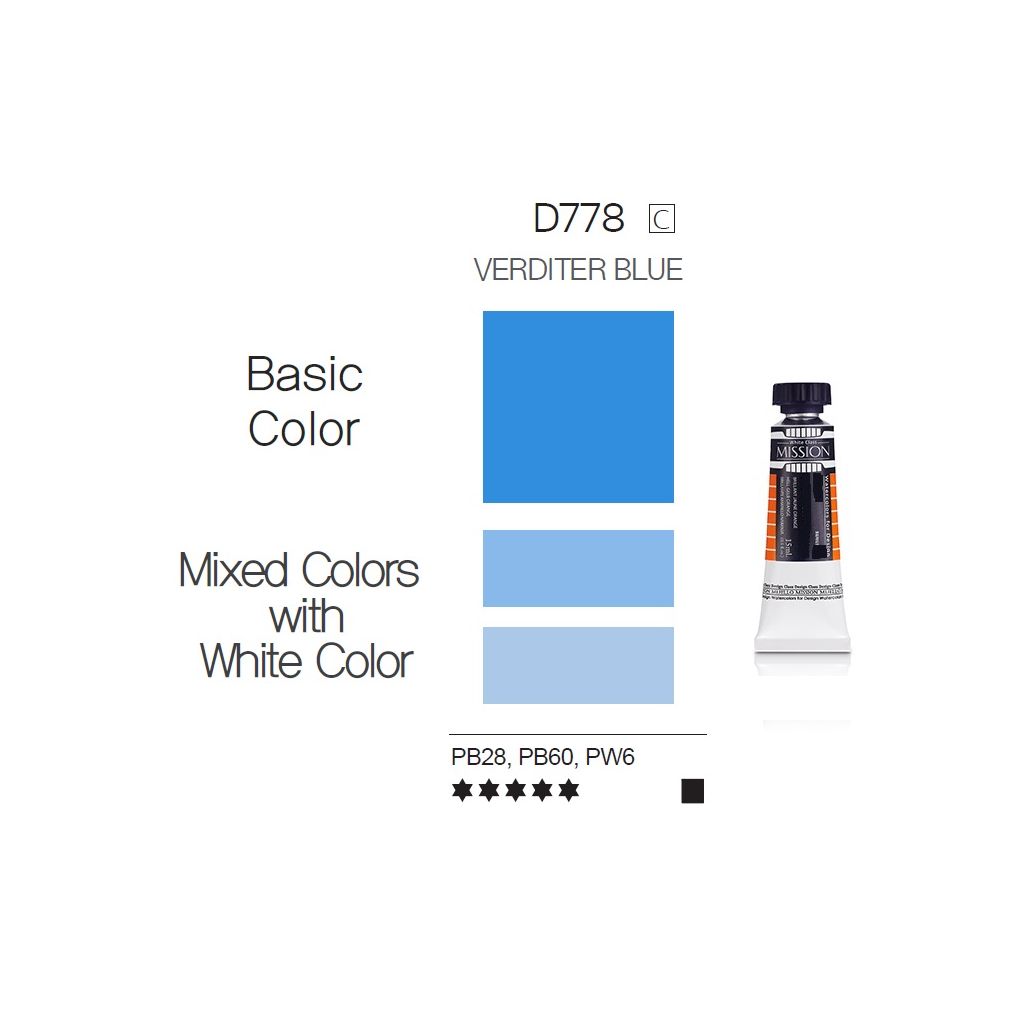 Mijello Mission White Class Hybrid Designers Gouache - Verditer Blue (778) - 15 ML