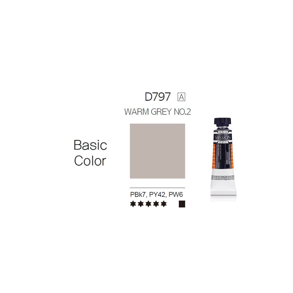 Mijello Mission White Class Hybrid Designers Gouache - Warm Grey No.2 (797) - 15 ML