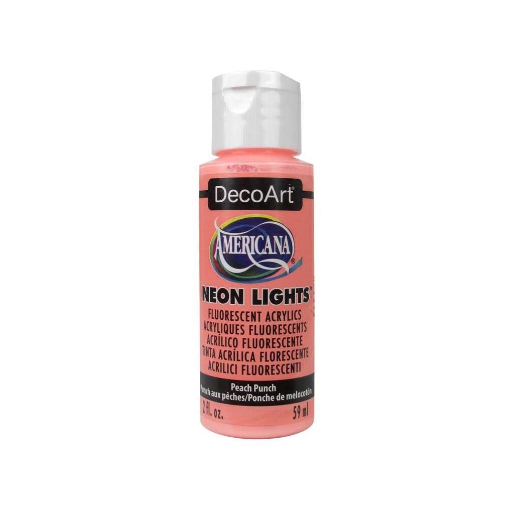 DecoArt Americana Neon Lights Acrylic Paint - 59 ML (2 Oz) Bottle - Peach Punch (341)