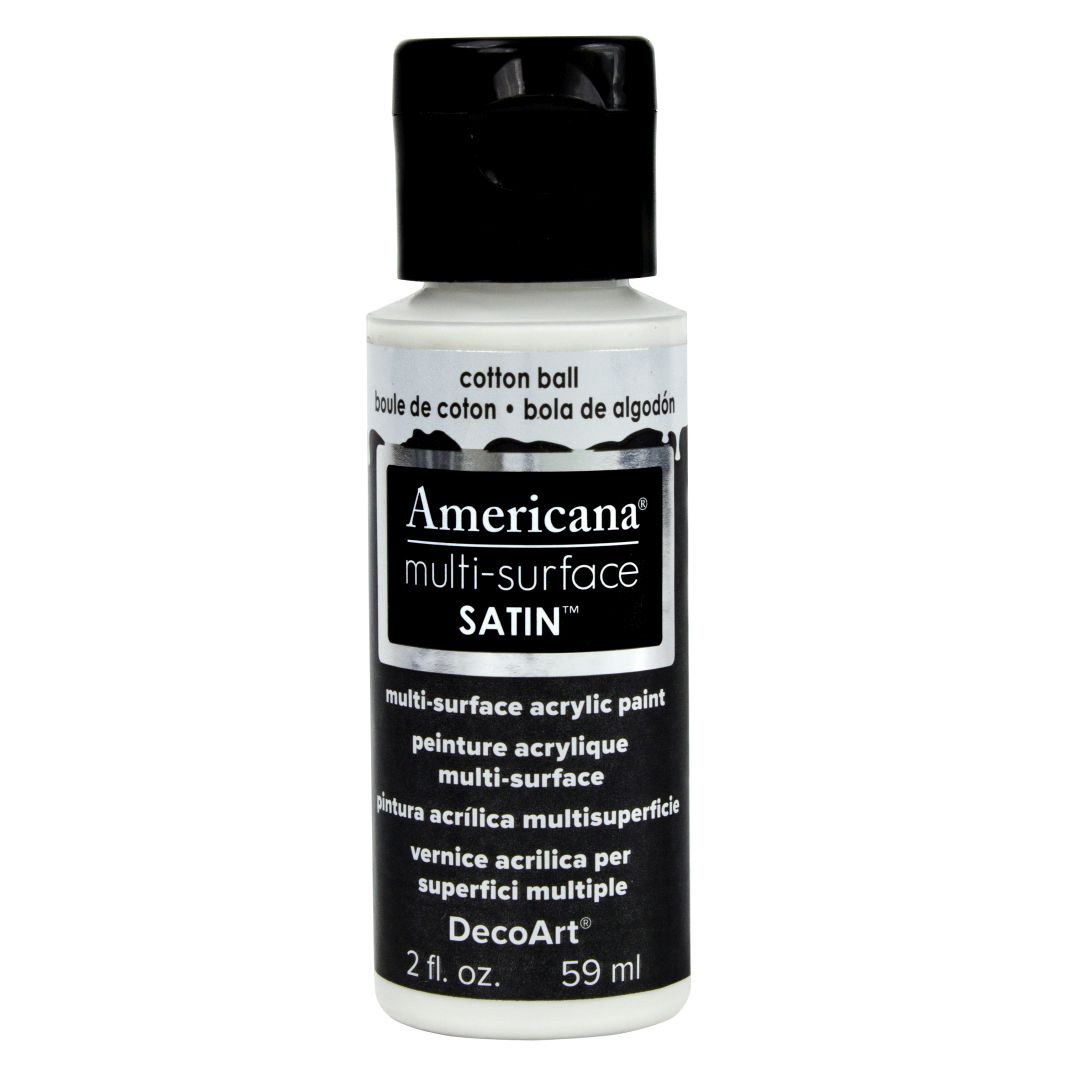 DecoArt Americana Multi Surface Satin Acrylic Paint - 59 ML (2 Oz) - Cotton Ball (500)