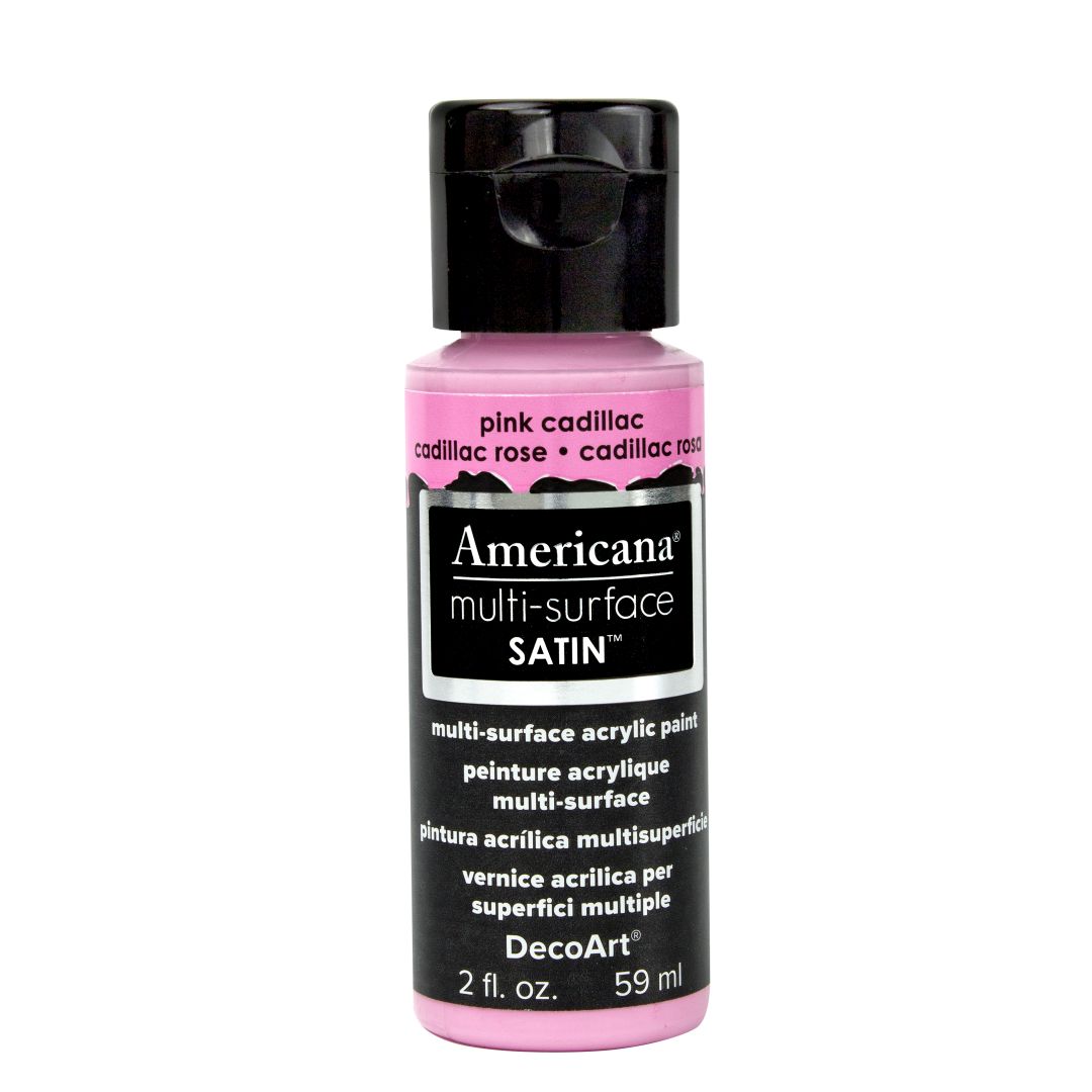 DecoArt Americana Multi Surface Satin Acrylic Paint - 59 ML (2 Oz) - Pink Cadillac (503)