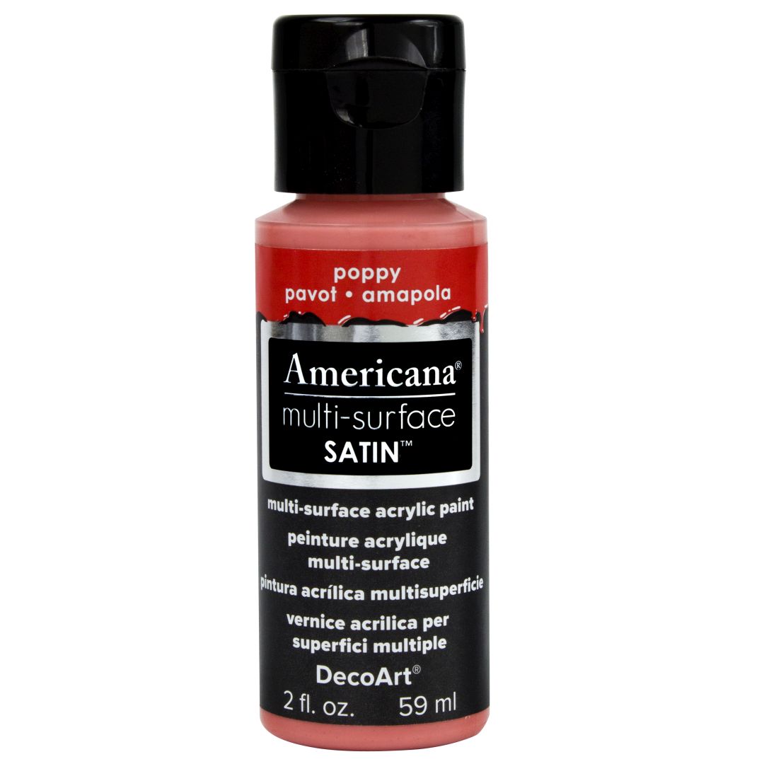 DecoArt Americana Multi Surface Satin Acrylic Paint - 59 ML (2 Oz) - Poppy (505)