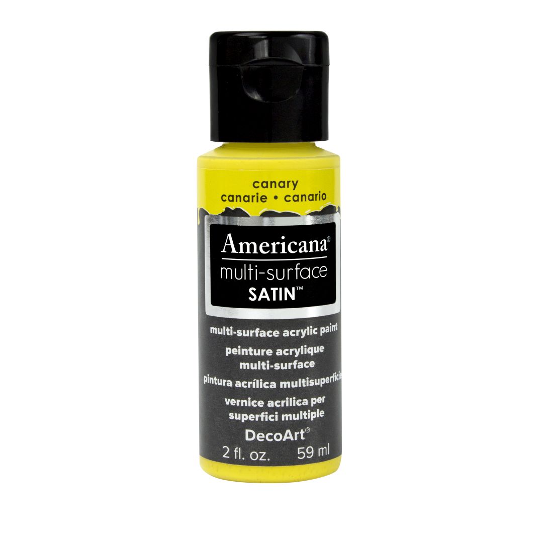 DecoArt Americana Multi Surface Satin Acrylic Paint - 59 ML (2 Oz) - Canary (514)