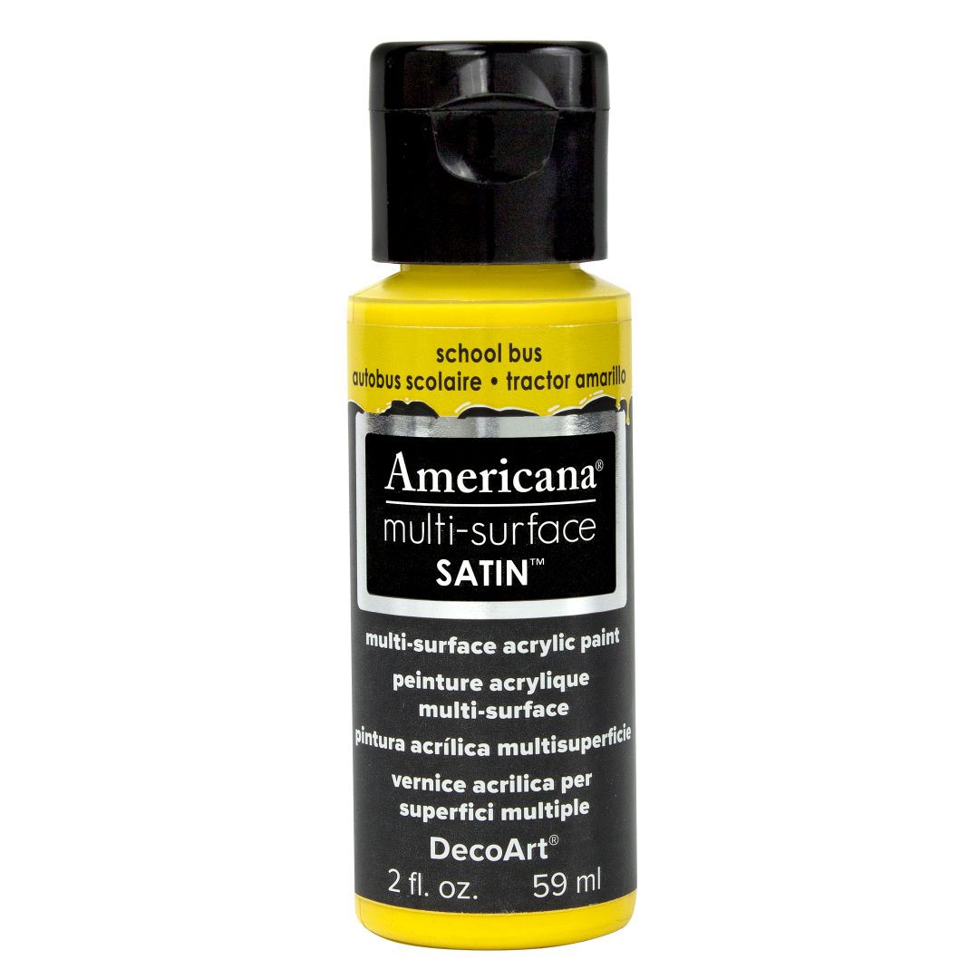 DecoArt Americana Multi Surface Satin Acrylic Paint - 59 ML (2 Oz) - School Bus (515)