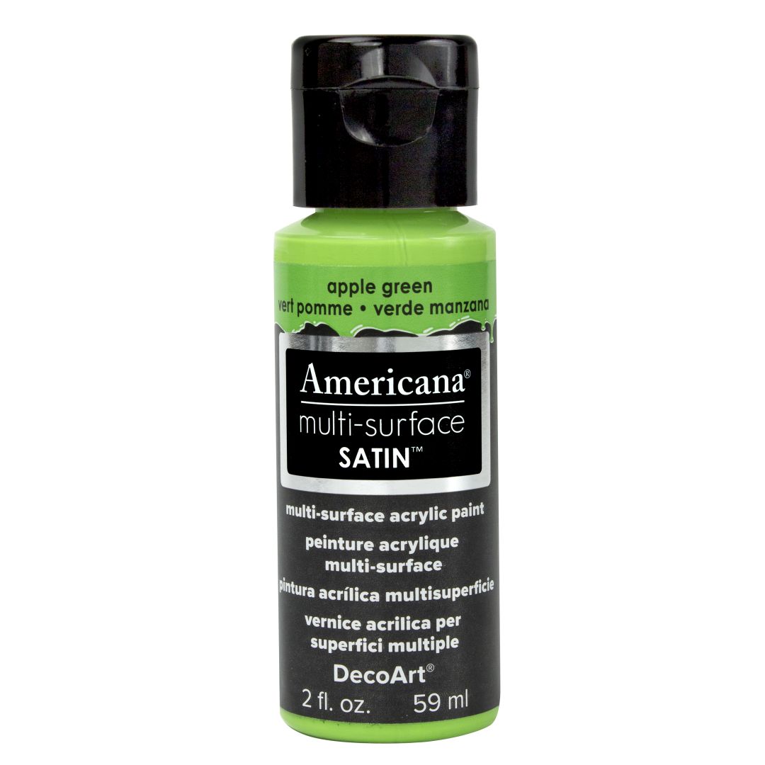 DecoArt Americana Multi Surface Satin Acrylic Paint - 59 ML (2 Oz) - Apple Green (518)