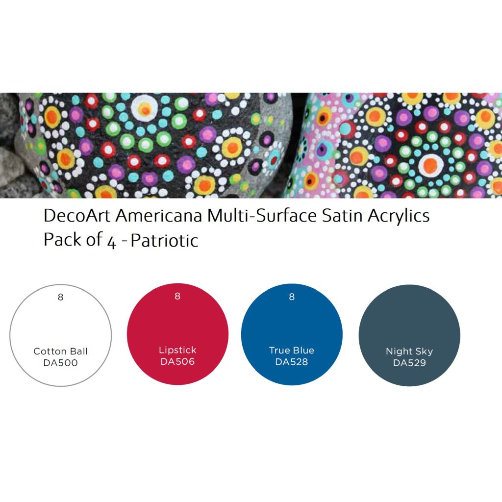 DecoArt Americana Multi Surface Satin Acrylic Paint - Value Pack of 4 Colours x 59 ML - Patriotic