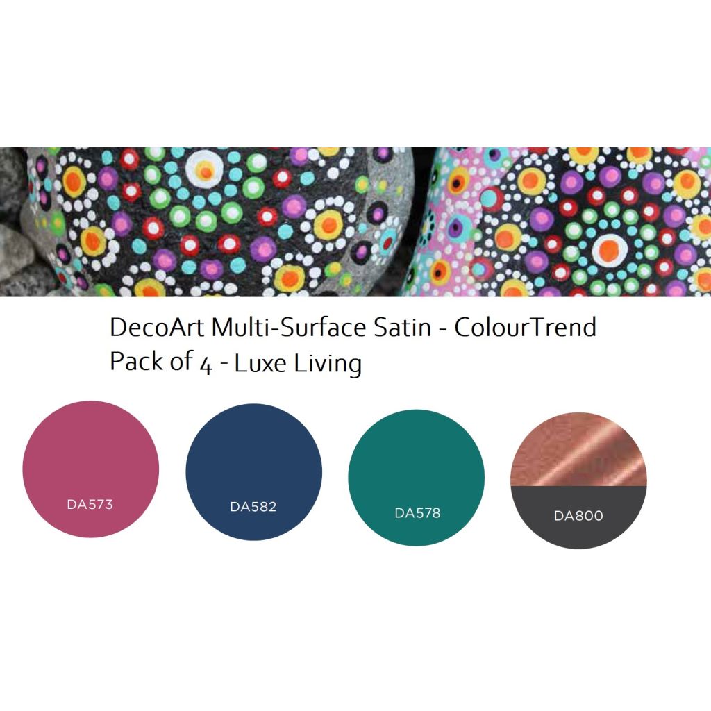 DecoArt Americana Multi Surface Satin Acrylic Paint - Luxe Living Trend Pack of 4 Colours x 59 ML