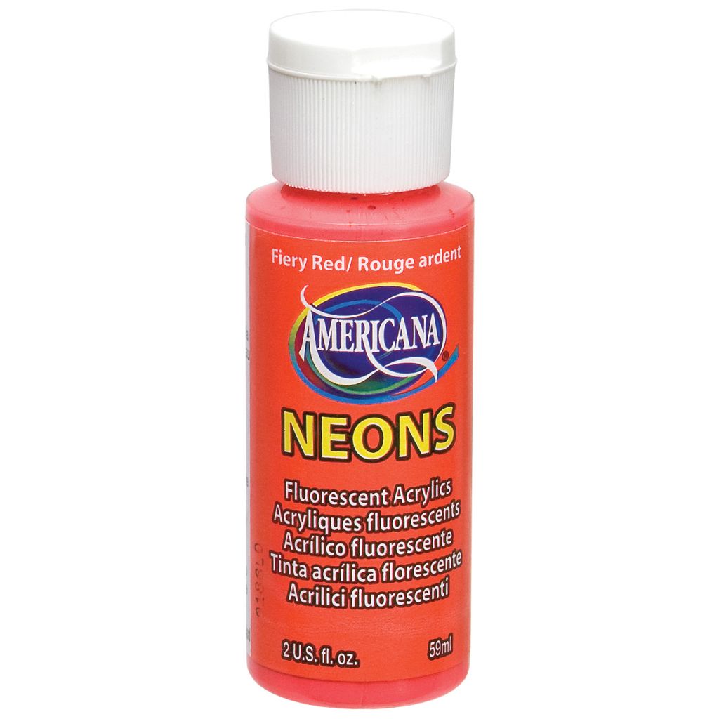 DecoArt Americana Neons Acrylic Paint - 59 ML (2 Oz) Bottle - Fiery Red (S4)