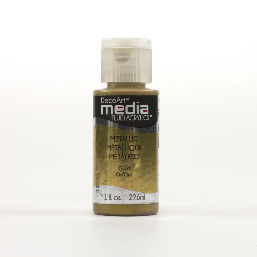 DecoArt Media Fluid Acrylics - 29.57 ML (1 Oz) Bottle - Metallic Gold (49)