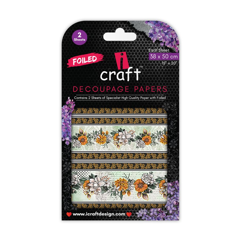 iCraft Decoupage Paper - CG Floral Vines (Foiled) 15 x 20