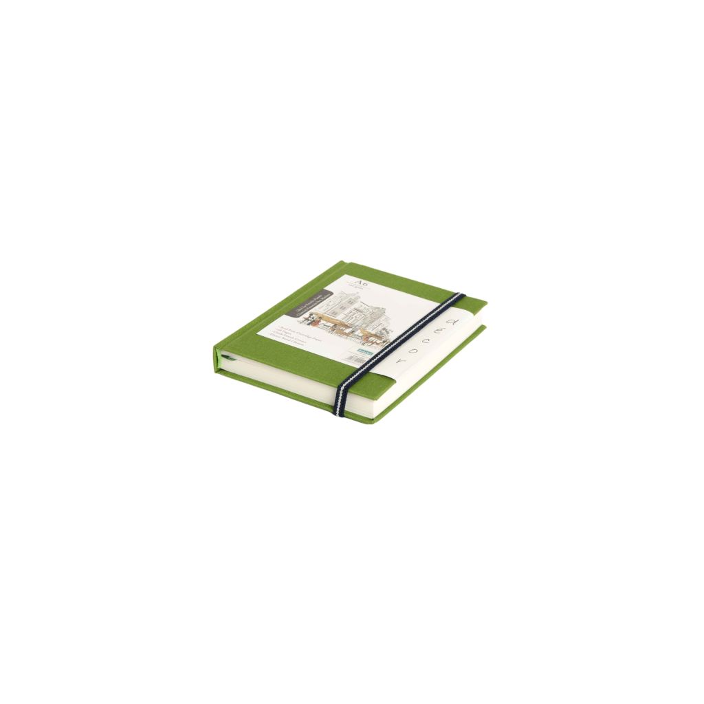 Scholar Artists' Sketch Book Décor - A6 (10.5 cm x 14.8 cm or 4.13 in x 5.8 in) Natural White Medium 150 GSM, Cloth Finish Green Cover Journal of 56 Sheets