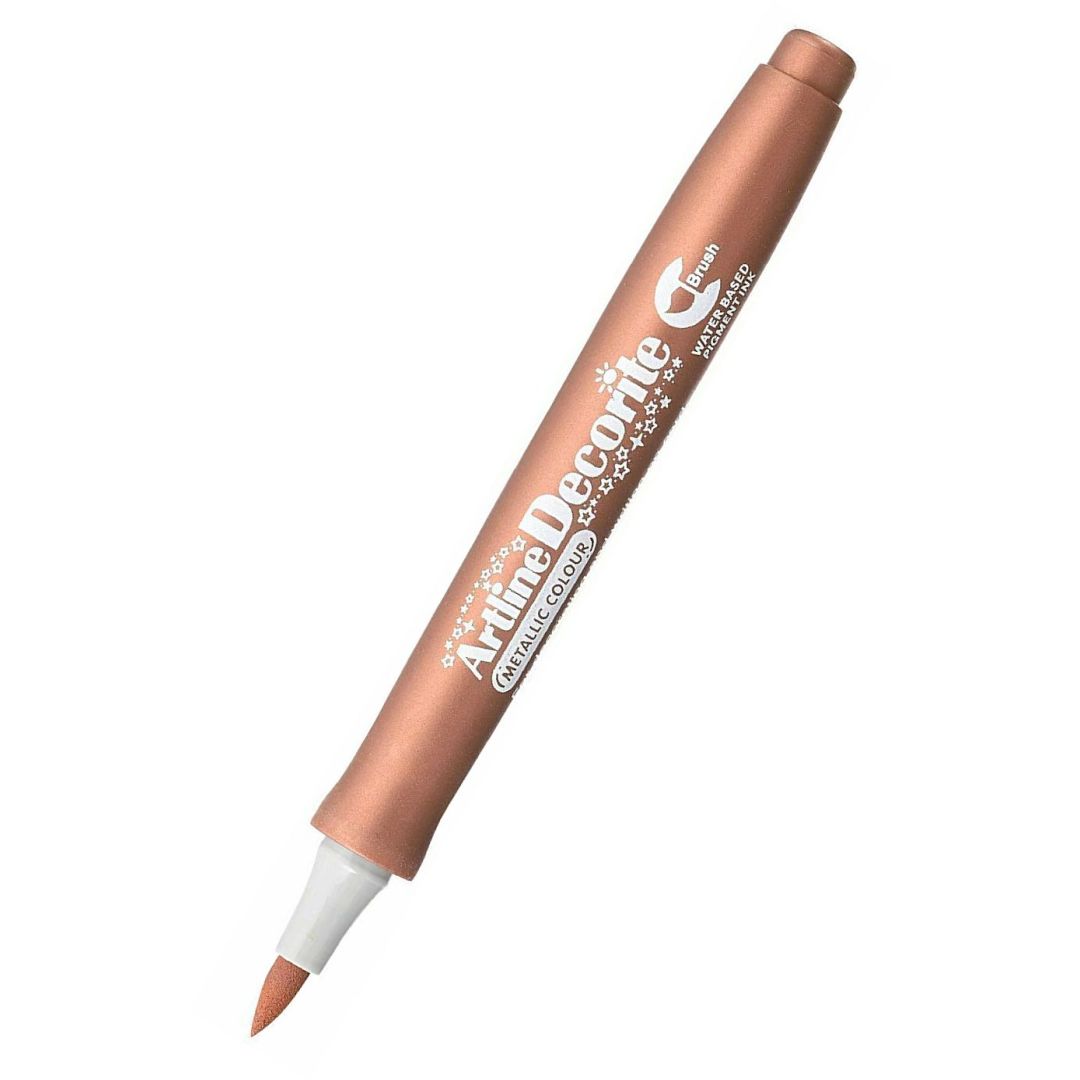 Artline Decorite Metallic Brush Marker - Flexible Brush Tip - Water-based Pigment Ink - Bronze