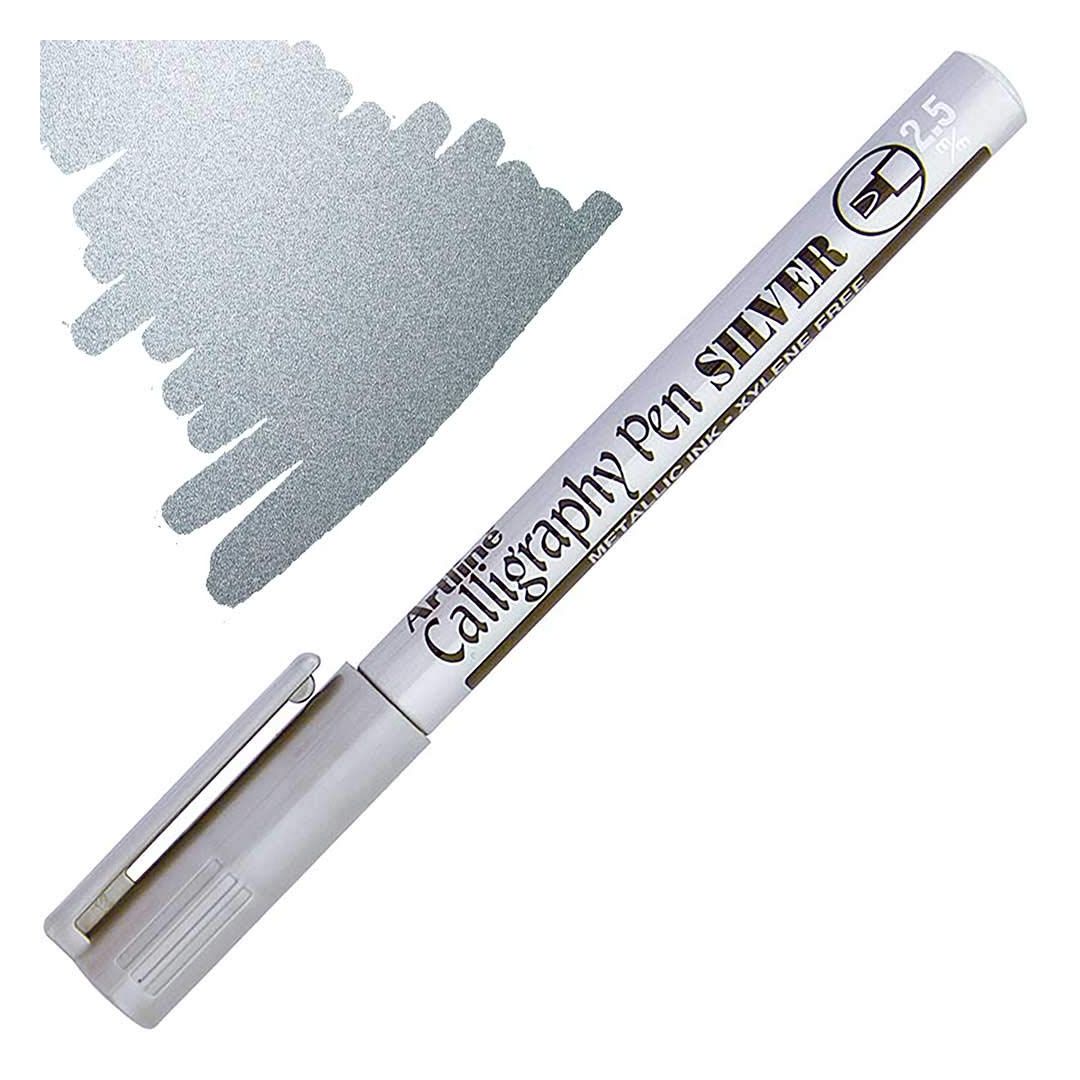 Artline Metallic Calligraphy Pen - Fiber Tip - Silver - 2.5 MM