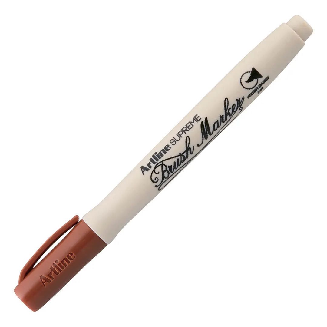 Artline Supreme Water-based Brush Marker - Flexible Brush Tip - Brown