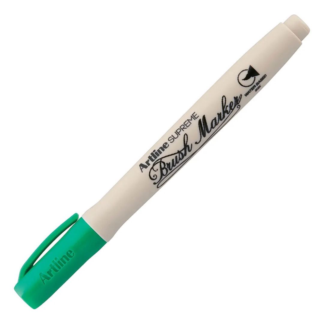 Artline Supreme Water-based Brush Marker - Flexible Brush Tip - Green