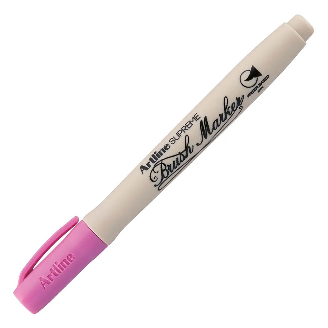 Artline Supreme Water-based Brush Marker - Flexible Brush Tip - Pink