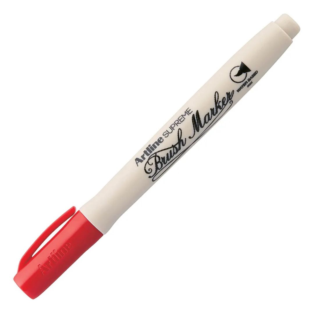 Artline Supreme Water-based Brush Marker - Flexible Brush Tip - Red