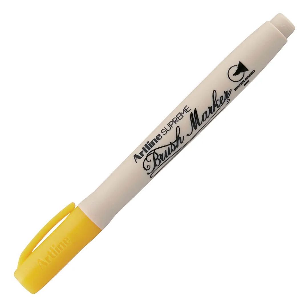 Artline Supreme Water-based Brush Marker - Flexible Brush Tip - Yellow