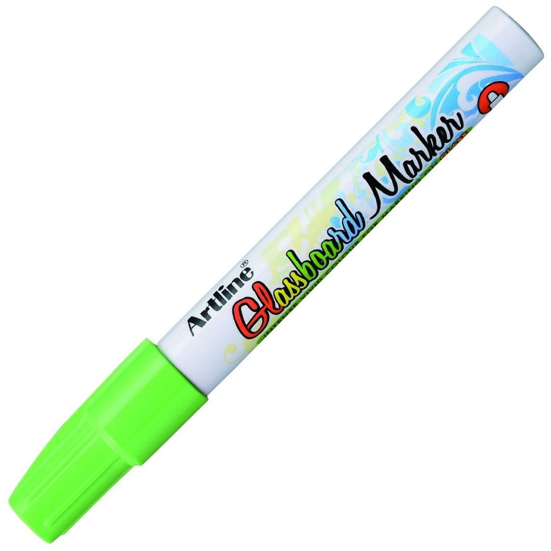 Artline EPG-4 Glassboard Marker - Bullet Tip - Water-based Pigment Ink - Fluro. Green - 2 MM