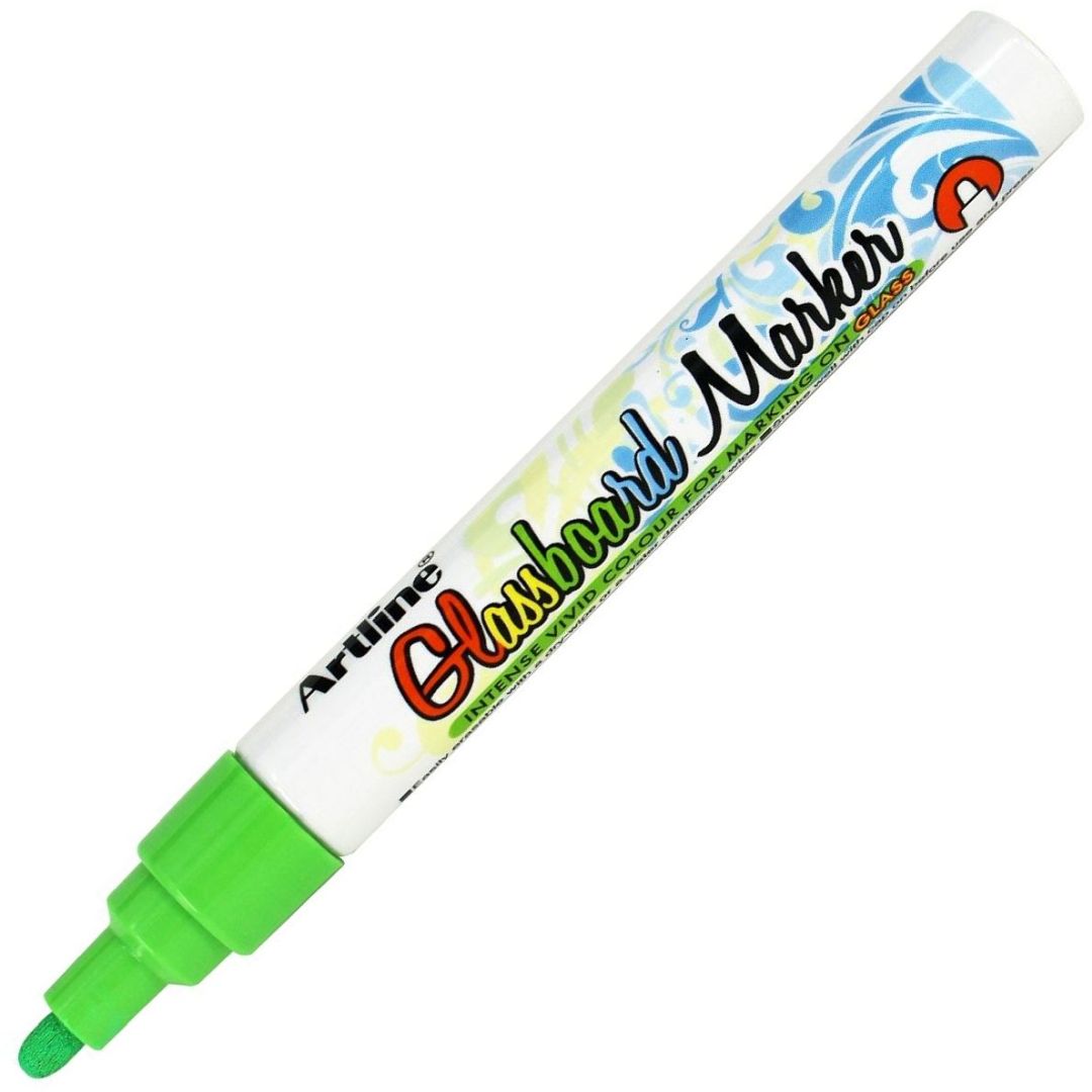 Artline EPG-4 Glassboard Marker - Bullet Tip - Water-based Pigment Ink - Fluro. Green - 2 MM