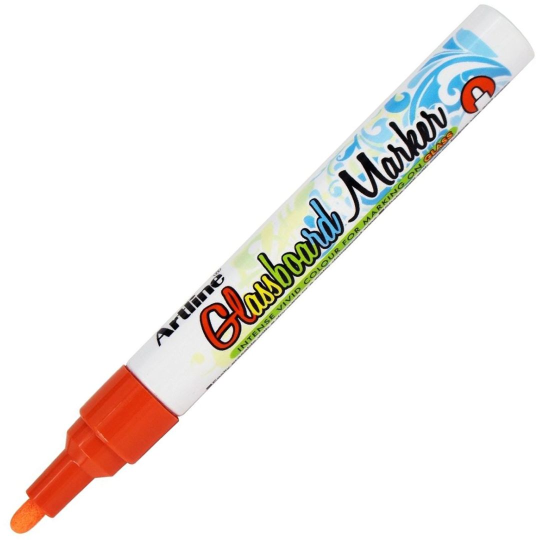 Artline EPG-4 Glassboard Marker - Bullet Tip - Water-based Pigment Ink - Fluro. Orange - 2 MM